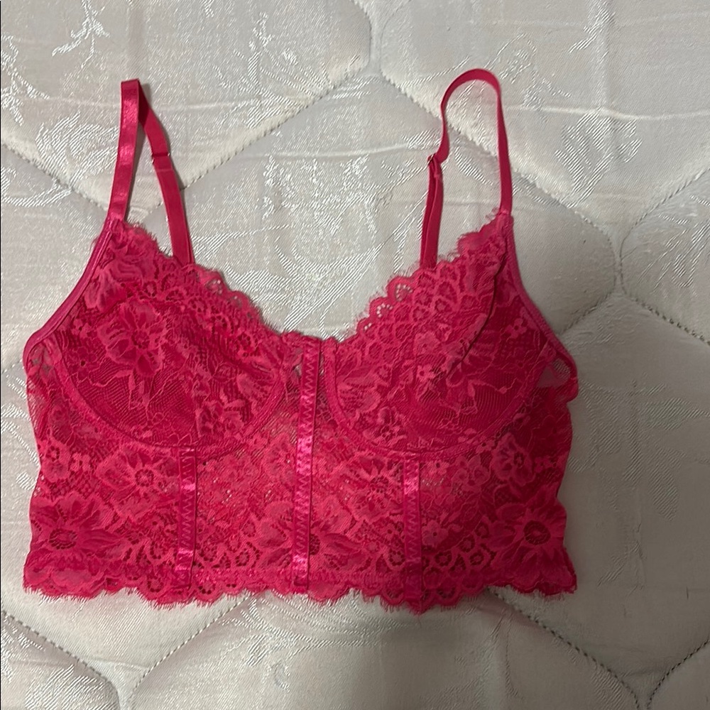 Lace Bralette in Vibrant Pink